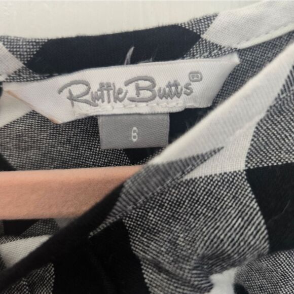 NWOT Ruffle Butts Black & White Buffalo Check Dress Size 6 & 2 Headbands - Picture 5 of 7